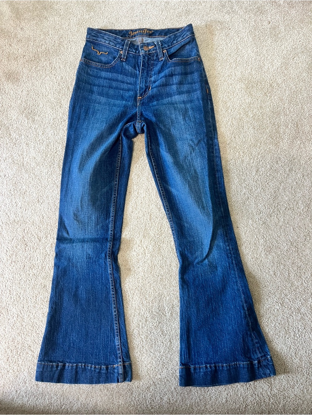 Kimes Ranch Women's Blue Boot Cut Jeans with Gold Stitching - Picture 3 of 6